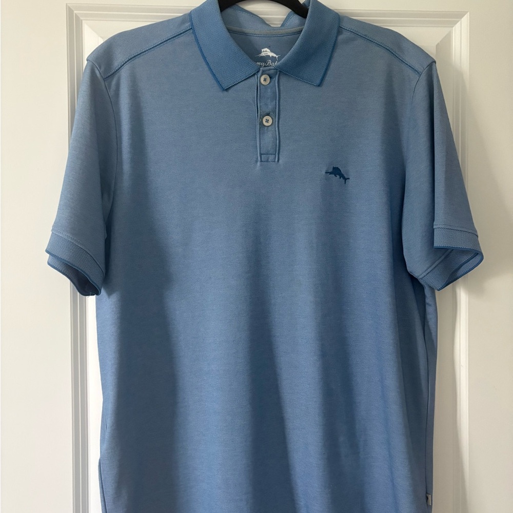 Tommy Bahama Light Blue Polo with Embroidered Fish Logo